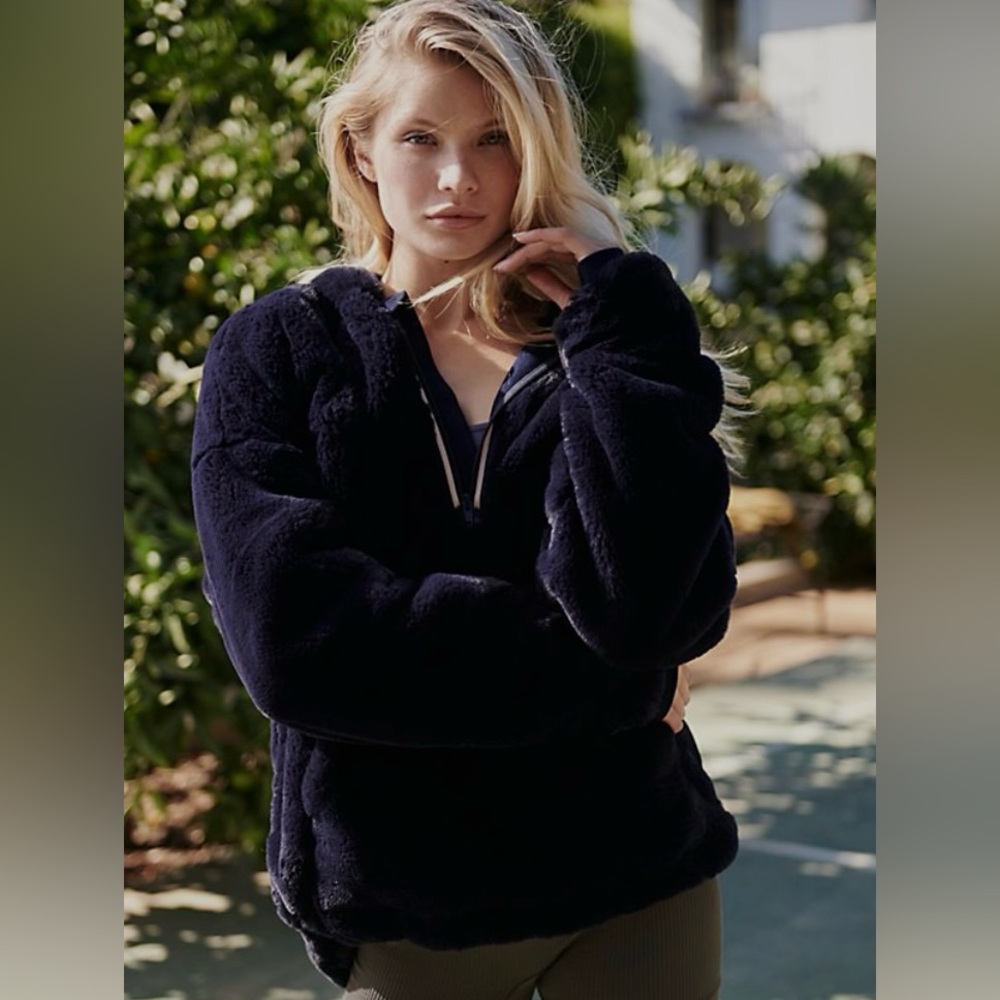Free People-Movement, Women's Off the Record Soft Hoodie, Dark Blue NWOT